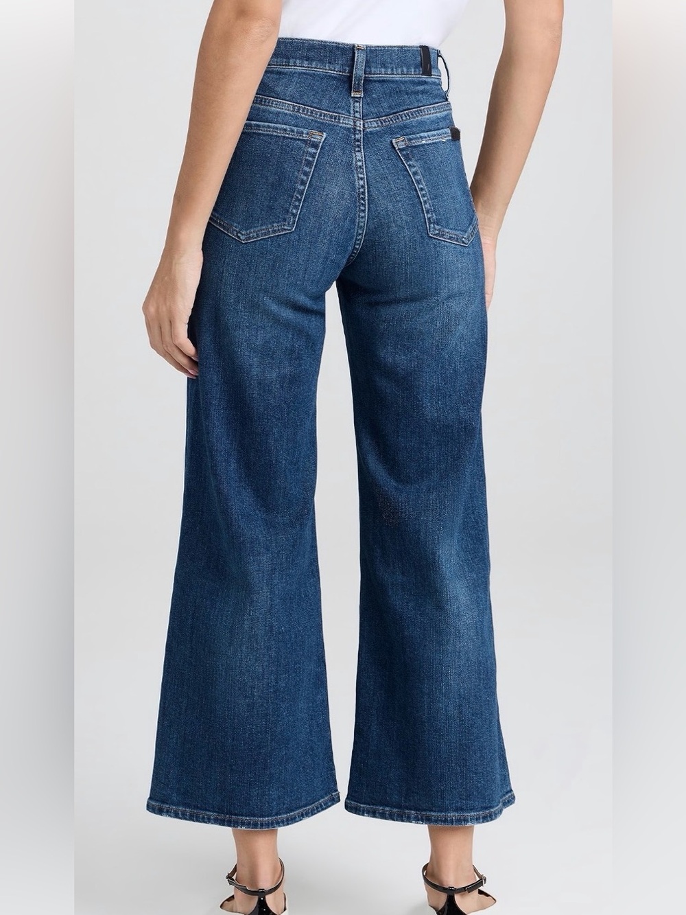 7 FOR ALL MANKIND Cropped Jo Jeans High-Rise Wide-Leg Denim in Dark Blue Size 29 - Picture 3 of 13